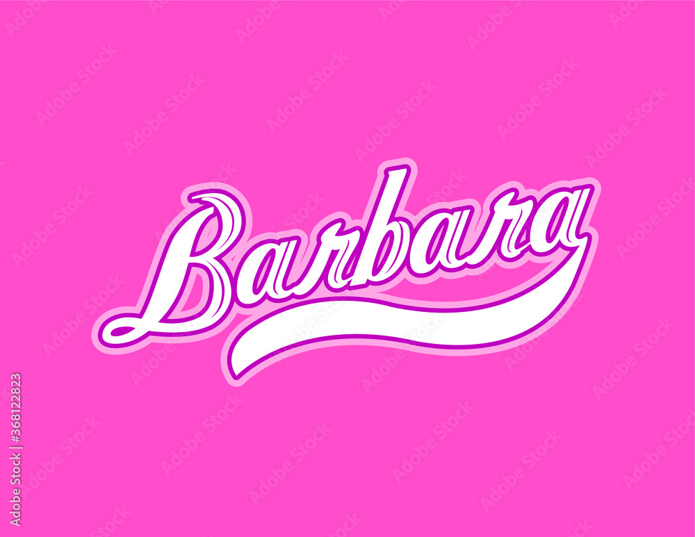 First name Barbara designed in athletic script with pink background