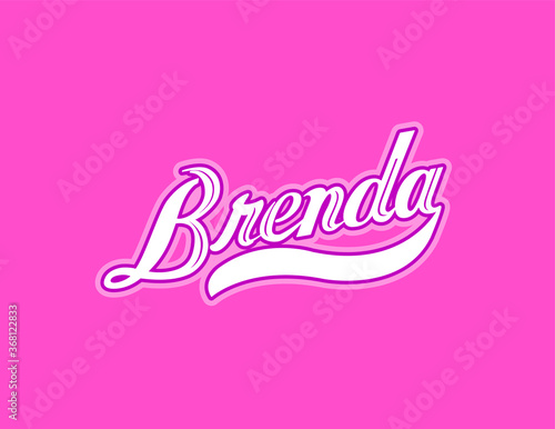 First name Brenda designed in athletic script with pink background photo