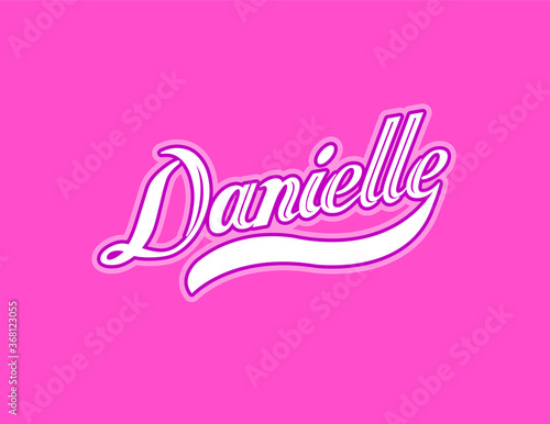 First name Danielle designed in athletic script with pink background photo