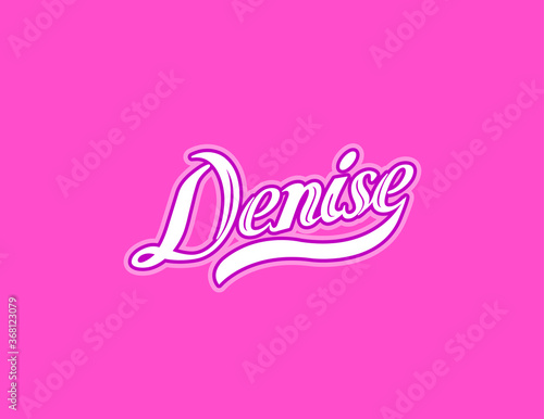 First name Denise designed in athletic script with pink background photo