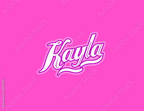 First name Kayla designed in athletic script with pink background