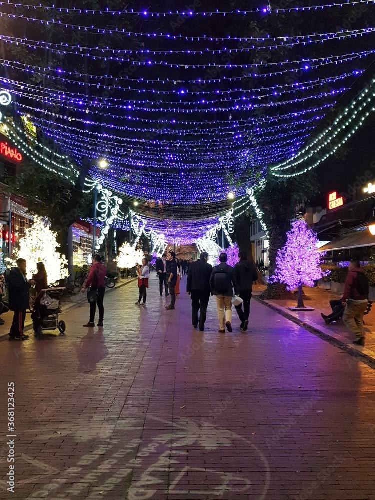Bogota Zona T at night during Christmas time