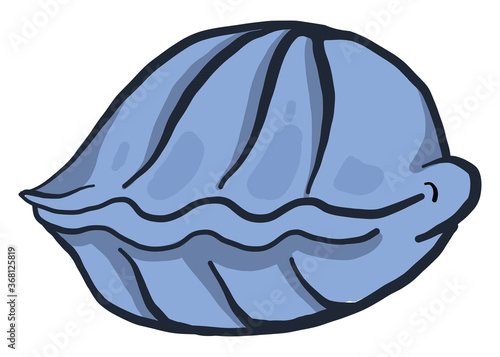 Blue closed oyster, illustration, vector on white background