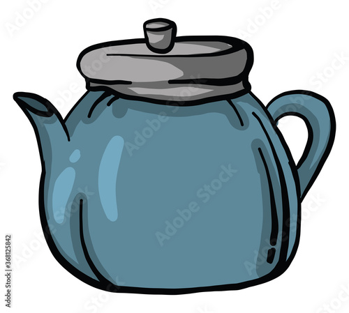 Big blue coffee pot, illustration, vector on white background