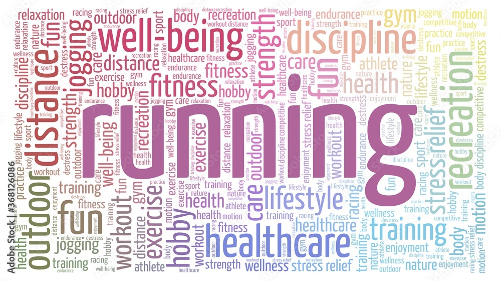 Fototapeta premium Running word cloud isolated on a white background
