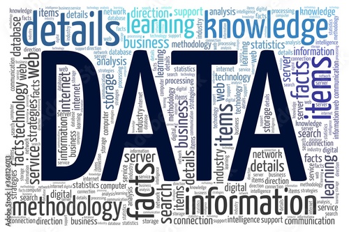 Data word cloud isolated on a white background
