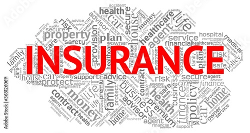 Insurance word cloud isolated on a white background