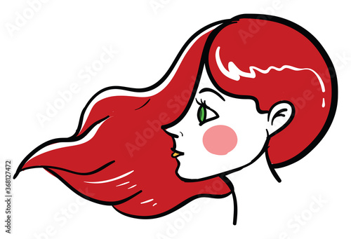 Girl with red hair, illustration, vector on white background
