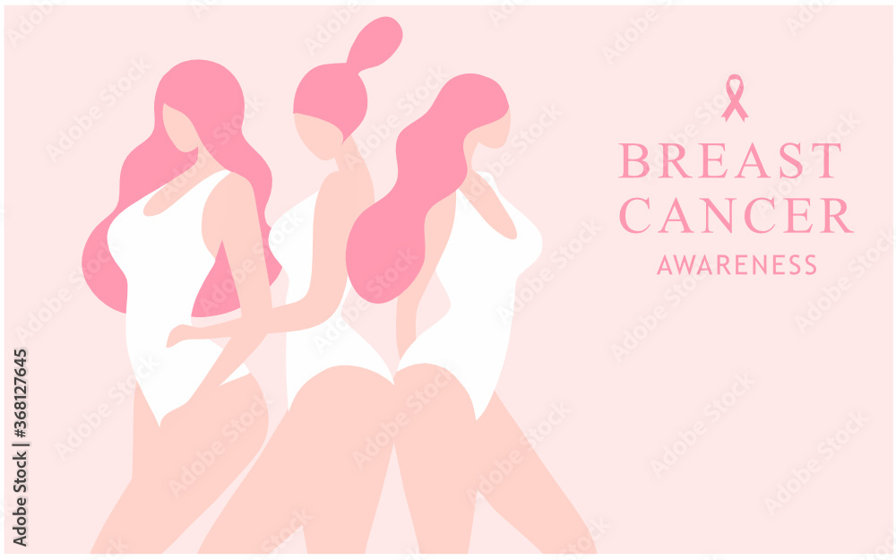 Breast cancer awareness for love and support. Beautiful young women standing with pink ribbon brooch vector illustration. Breast cancer concept background
Breast cancer awareness for love and support. Beautiful young women standing with pink ribbon brooch vector illustration. Breast cancer concept background