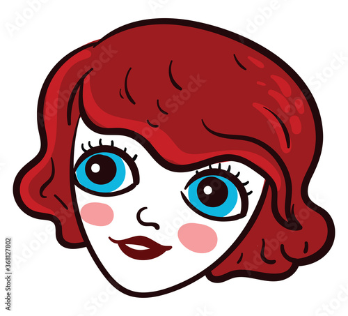 Girl with red hair, illustration, vector on white background