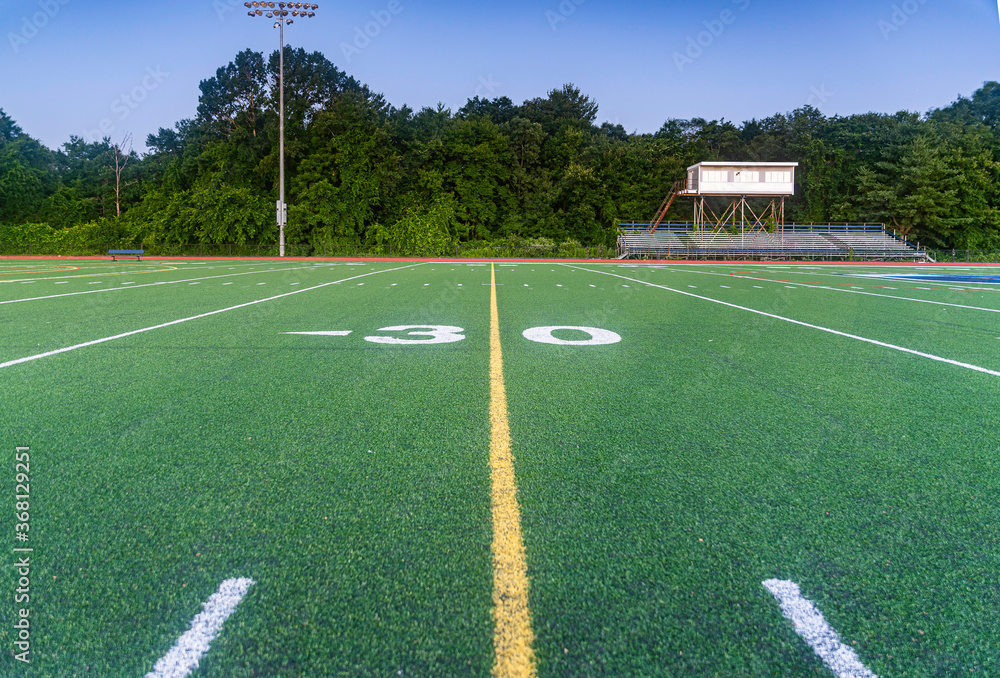 Orange High School Track and Green Artificial Football Field Early Morning