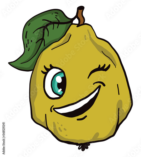 Happy quince, illustration, vector on white background