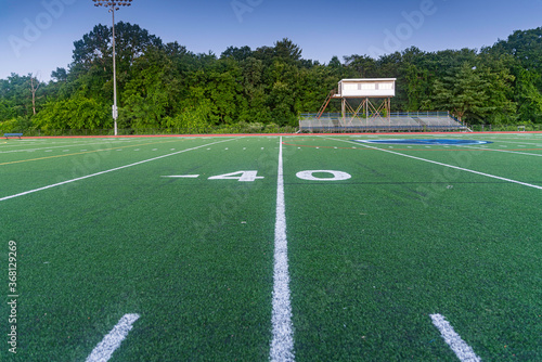 Orange High School Track and Green Artificial Football Field Early Morning