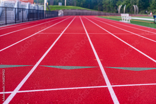 Orange High School Track and Green Artificial Football Field Early Morning