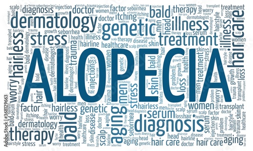 Alopecia word cloud isolated on a white background