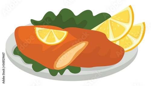 Schnitzel, illustration, vector on white background