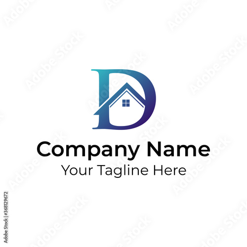 Letter D House Logo Vector