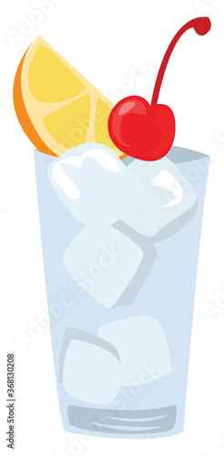 Tom Collins coctail, illustration, vector on white background