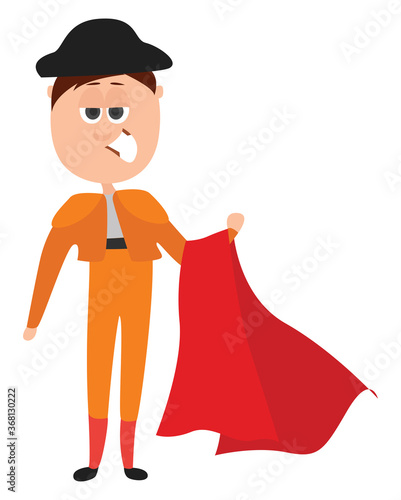 Torero in orange suit, illustration, vector on white background