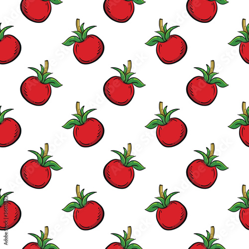 Red tomatos ,seamless pattern on white background.
