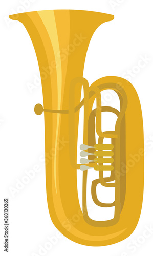 Yellow tuba, illustration, vector on white background