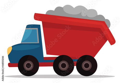 Toy truck, illustration, vector on white background