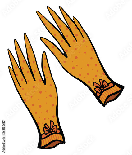 Fancy yellow gloves, illustration, vector on white background