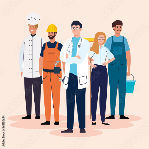 group of people of different professions vector illustration design