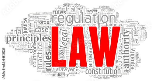 Law word cloud isolated on a white background