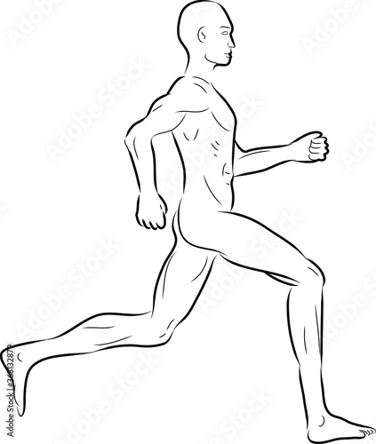 Silhouette of a naked man running vector
