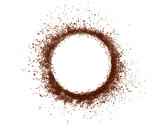 white circle of coffee powder on white background.