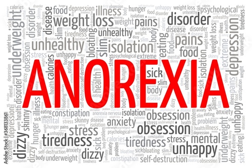 Anorexia word cloud isolated on a white background