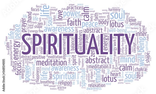 Spirituality word cloud isolated on a white background