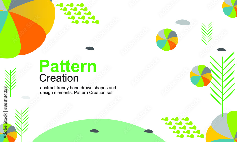 Naklejka premium Abstract trendy hand drawn shapes and design elements. Pattern Creation set, Vector design templates in simple modern style with copy space for text, wedding invitation backgrounds and frames, social