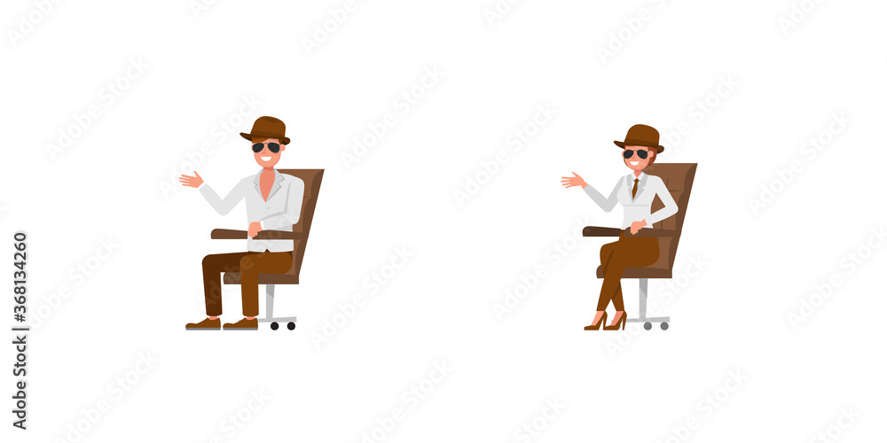 Fototapeta premium Spy secret agent character vector design. Presentation in various action.