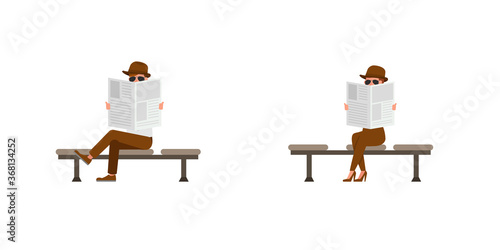 Spy secret agent character vector design. Presentation in various action.