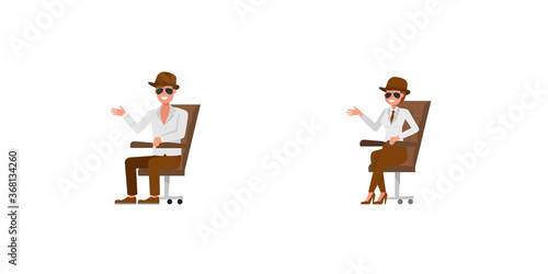 Spy secret agent character vector design. Presentation in various action.