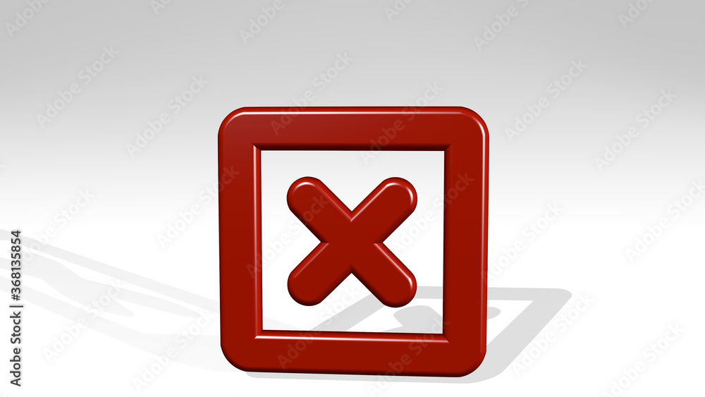 remove square 1 alternate stand with shadow. 3D illustration of metallic sculpture over a white background with mild texture. icon and sign remove square 1 alternate stand with shadow. 3D illustration of metallic sculpture over a white background with mild texture. icon and sign
