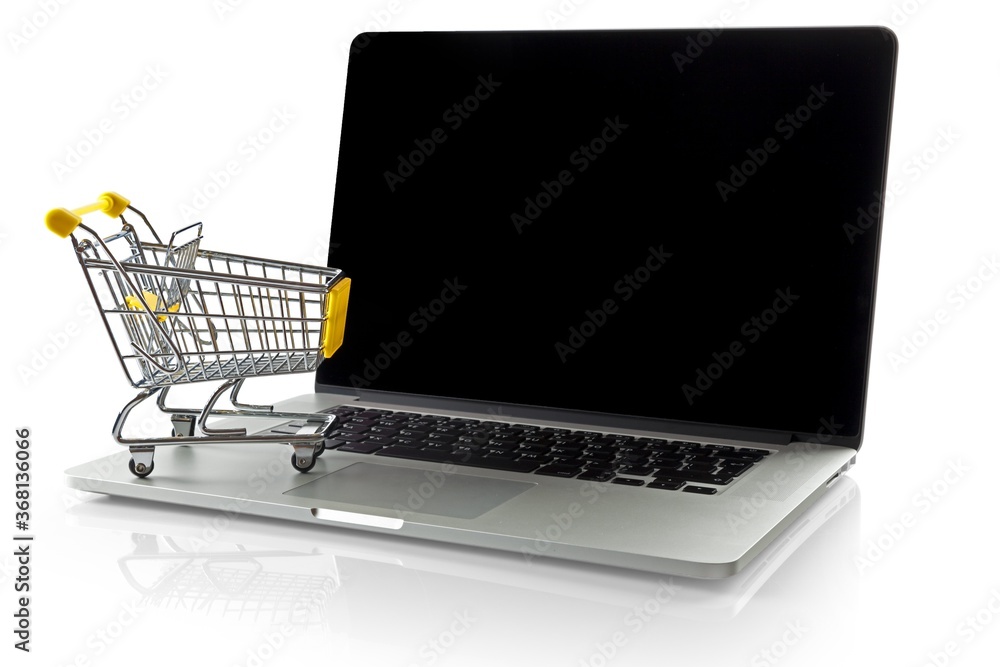Small Shopping Cart on a Laptop Small Shopping Cart on a Laptop