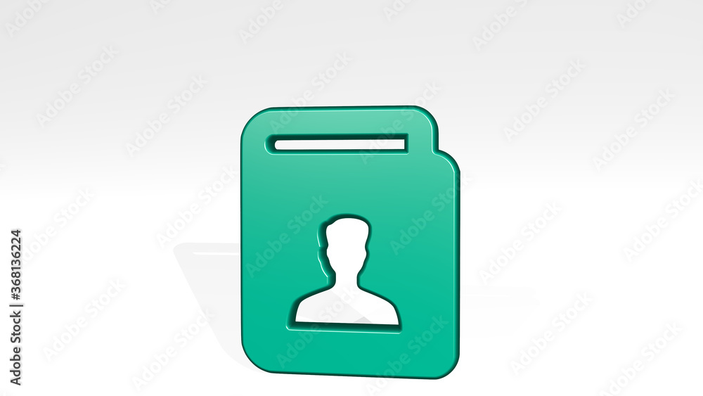 SINGLE MAN BOOK stand with shadow. 3D illustration of metallic sculpture over a white background with mild texture. icon and isolated SINGLE MAN BOOK stand with shadow. 3D illustration of metallic sculpture over a white background with mild texture. icon and isolated