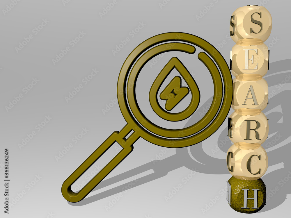 3D graphical image of SEARCH vertically along with text built around the icon by metallic cubic letters from the top perspective. excellent for the concept presentation and slideshows. illustration 3D graphical image of SEARCH vertically along with text built around the icon by metallic cubic letters from the top perspective. excellent for the concept presentation and slideshows. illustration
