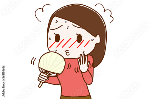 暑くて火照ったのでうちわであおぐ女性 Stock Illustration Adobe Stock