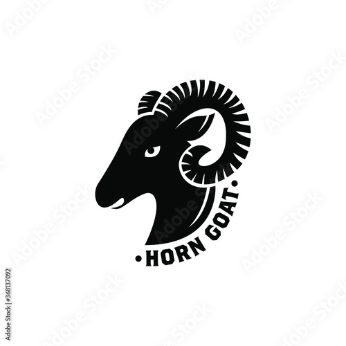 vintage horn goat vector logo illustration