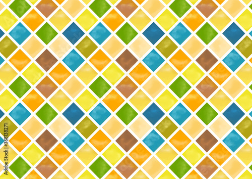 水彩　秋　タイル　パターン　watercolor 　mosaic background　seamless pattern