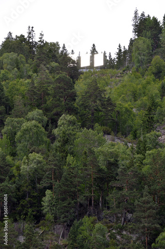 The sun mirrors bring sun down to Rjukan Square during winter months  when it is normally shady.The sun mirror is installed on the mountain wall at 742 metres over sea level.Rjukan Norway