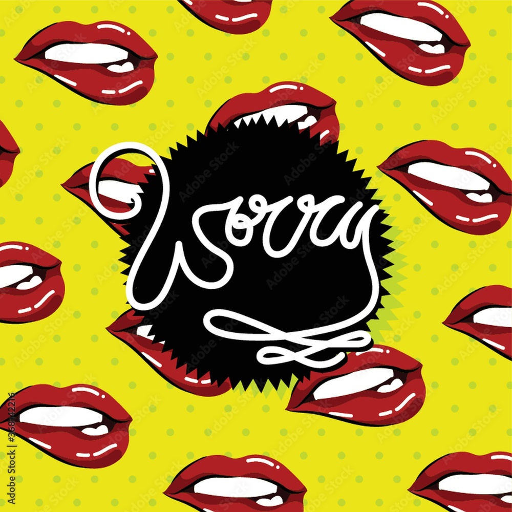 Obraz premium word worry on lips background