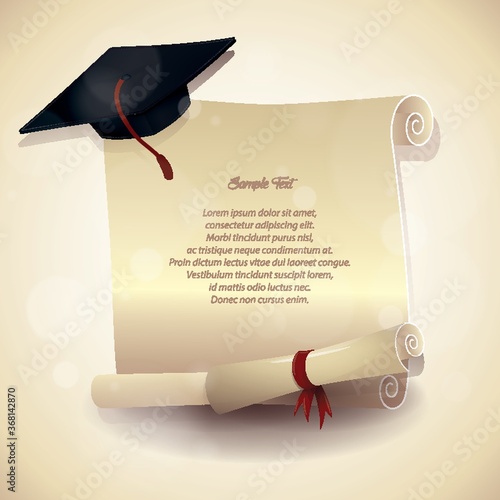 graduation hat and certificate poster