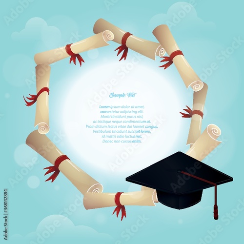 graduation hat and certificate poster