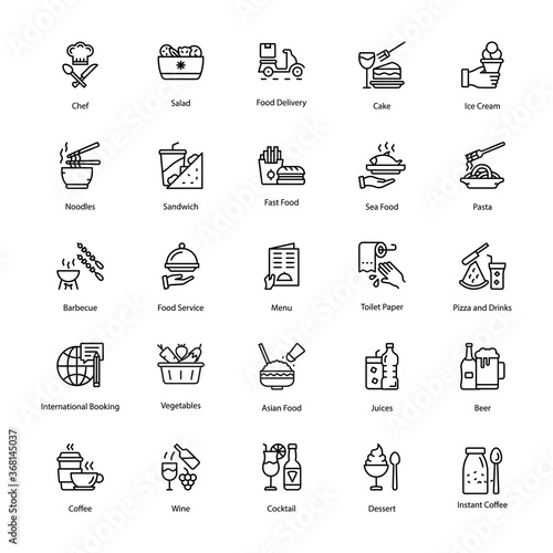 Pack of Restaurant Line Icons