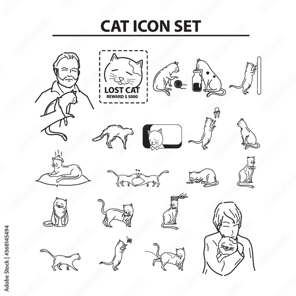Obraz premium cat icon set